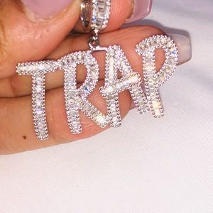 TRAP pendant for men, VVS clarity Swarovski Crystal charm, Hiphop Iced out charm